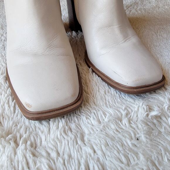 Franco Sarto Stormy Bootie Heeled Ankle Boot Cream Ivory Zip Up Size 9 - Picture 13 of 13